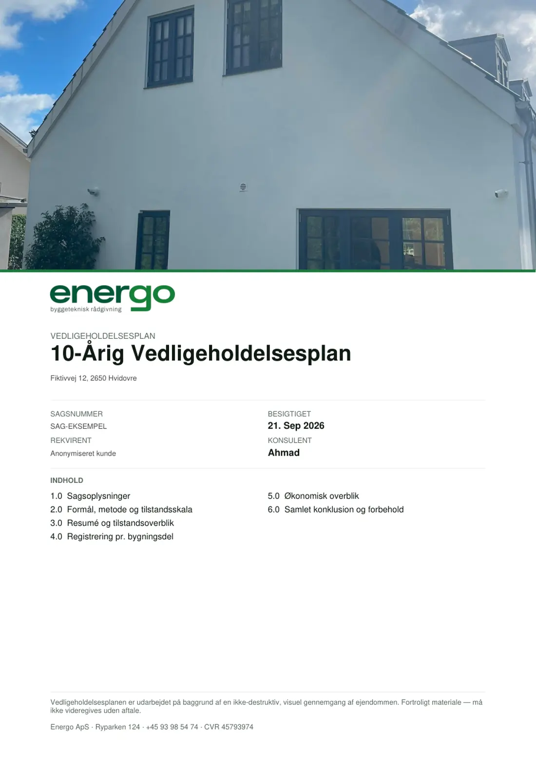 Eksempel på vedligeholdelsesplan, side 1 af 18