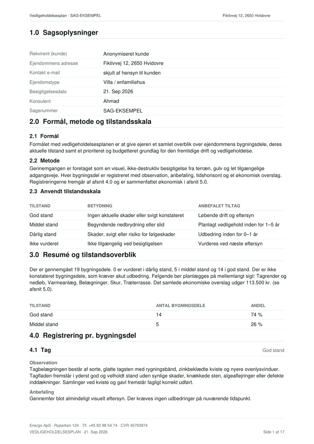 Eksempel på vedligeholdelsesplan, side 2 af 18