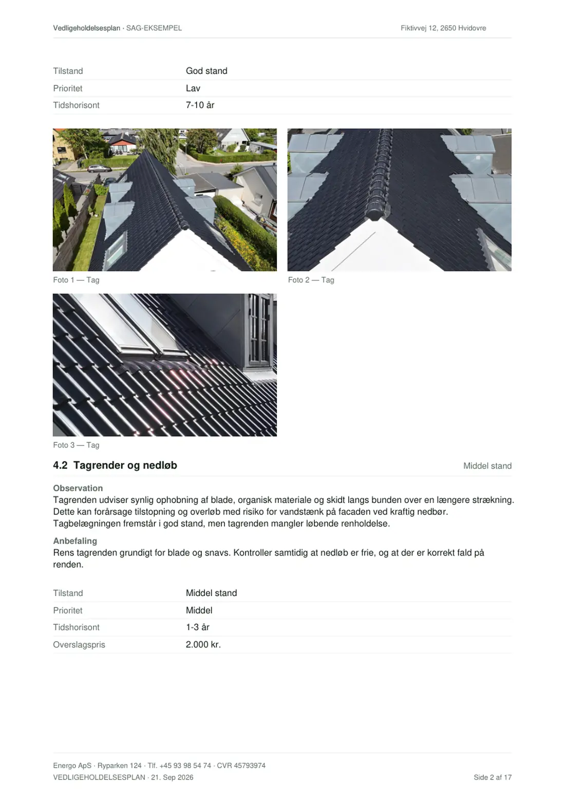 Eksempel på vedligeholdelsesplan, side 3 af 18